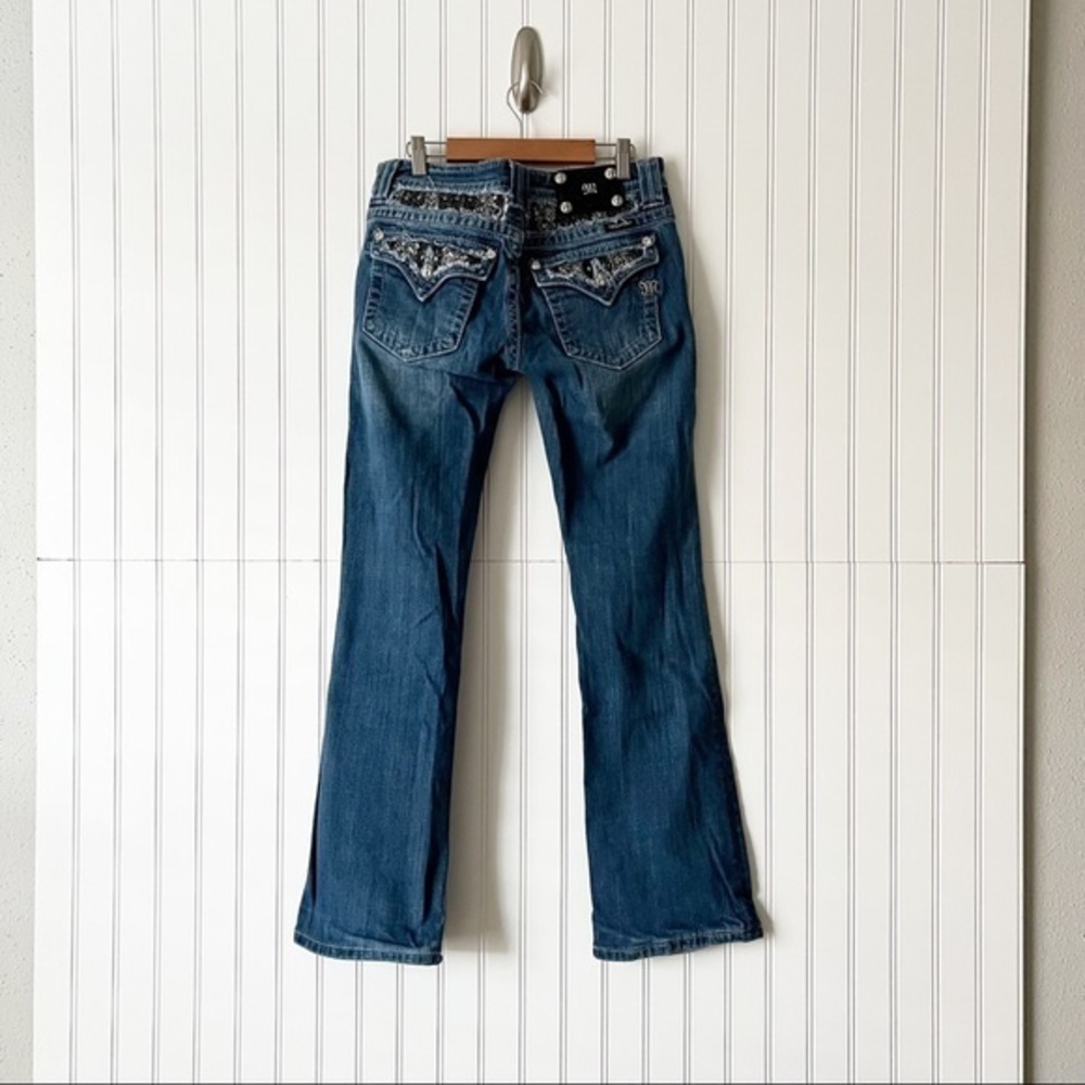 Miss Me Size 27 Black Silver Bling Bootcut Jeans